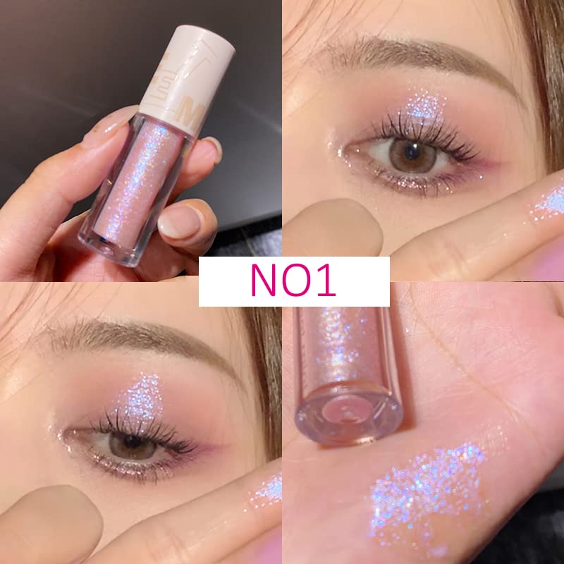 Aolailiya 5pcs Liquid Glitter Eyeshadow set- Sparkling Metallic High Pigmented Glitter Eye Shadow Korean Crystals Makeup, Quick Drying Long Lasting Creates High-Impact Multi Dimensional Eye Looks - Image 3