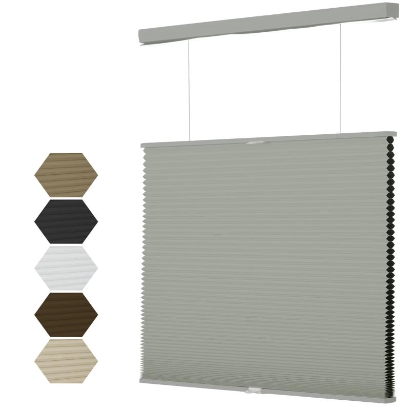 MYshade Top Down Bottom Upï¼ˆTDBUï¼‰ Cellular Shades, 1.5 inch Cordless Blackout Honeycomb Pleated Blinds for Windows Home Bedroom Office, Light Control, Thermal Insulated, 34" W x 72" H, Gray - Image 1