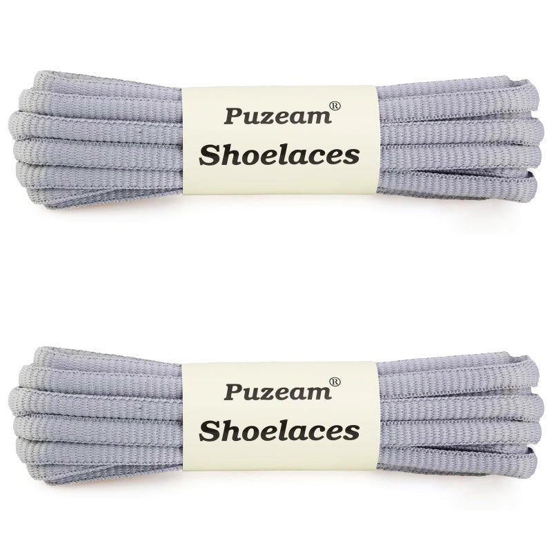 Puzeam رباط أحذية رياضي بيضاوي من Puzeam - 2 زوج، 33 لون، 1/4" نصف دائري، للسترات الرياضية - رمادي فاتح 80 - Image 2