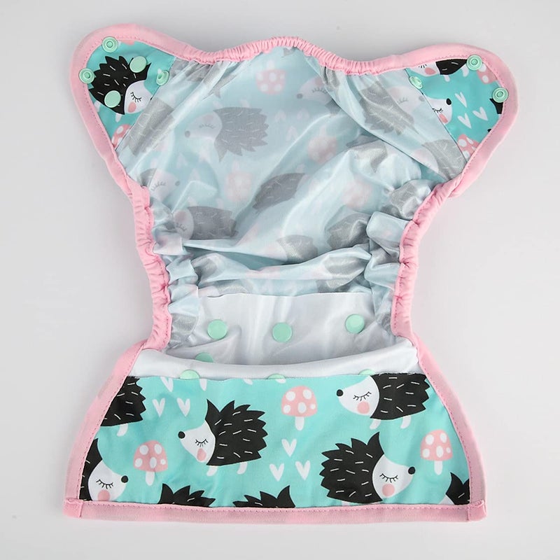 Hibaby One Size Cloth Diaper Cover Snap With Double Gusset (Hedgehog) - Image 3