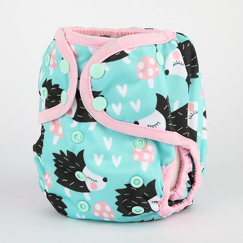 Hibaby One Size Cloth Diaper Cover Snap With Double Gusset (Hedgehog) - Image 2