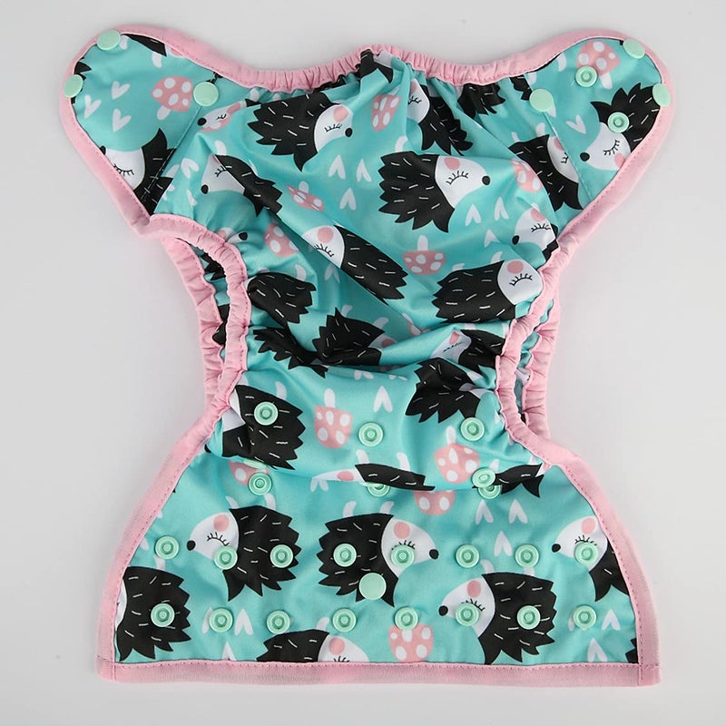 Hibaby One Size Cloth Diaper Cover Snap With Double Gusset (Hedgehog) - Image 4