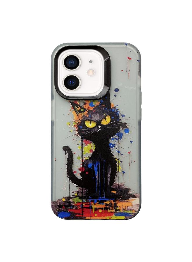 اس-توب جراب لهاتف iPhone 12 من مادة TPU بتصميم حيوانات ملونة بالحبر - Image 1