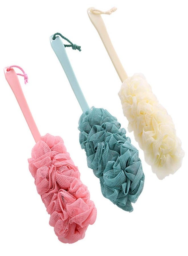 Nutteri 3 Pack Back Scrubber Long Handled Bath Brush Soft Mesh Sponge Exfoliating Body Scrub Back Cleaner Loofah Bathroom Shower Accessories for Women and Men (Multiple Colors) - Image 1