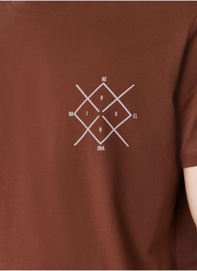 trendyol Plus Size Dark Brown Regular Cut Printed 100% Cotton T-Shirt TMNSS24BF00051  - Image 5