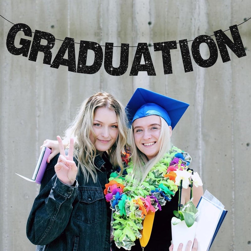 BEISHIDA مجموعة لافتات بيشيدا 116 قطعة بألوان الجليتر السوداء اصنع لافتتك الخاصة تتضمن 111 حرفًا ورقمًا و3 حبال و2 جهاز خياطة مخصص لزينة حفلات عيد الميلاد والتخرج والزفاف - Image 4