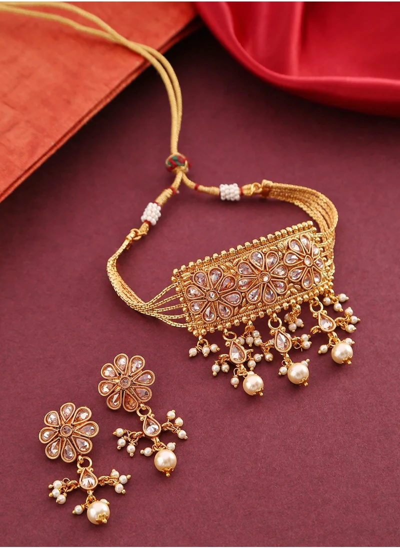 Priyaasi Stone-Studded Beaded Handcrafted Jewellery Set