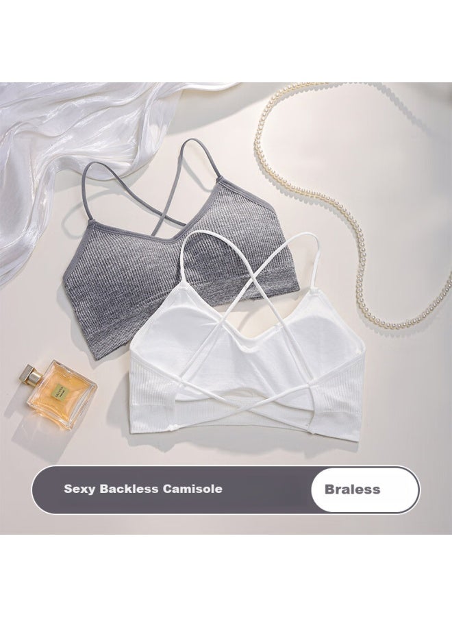 Bejirog Women's Backless Bralette With Thin Straps And Push-up Design - Image 2
