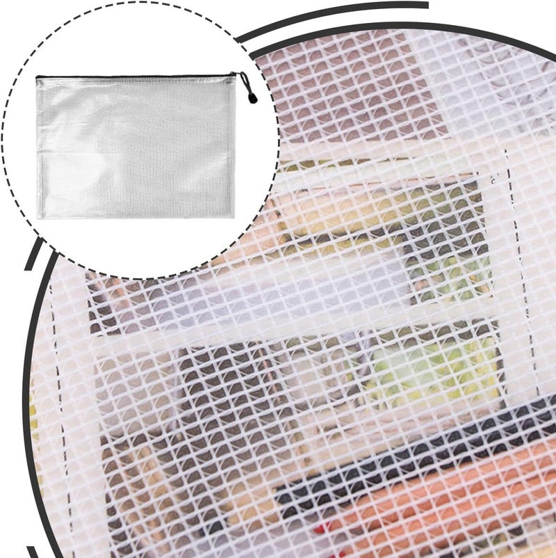 Homoyoyo 10pcs A3 Black Mesh File Storage Bags PVC Zippered Document Pouches Large Capacity File Pouches for Office and School Organization - Image 4