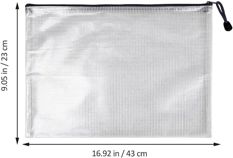 Homoyoyo 10pcs A3 Black Mesh File Storage Bags PVC Zippered Document Pouches Large Capacity File Pouches for Office and School Organization - Image 2