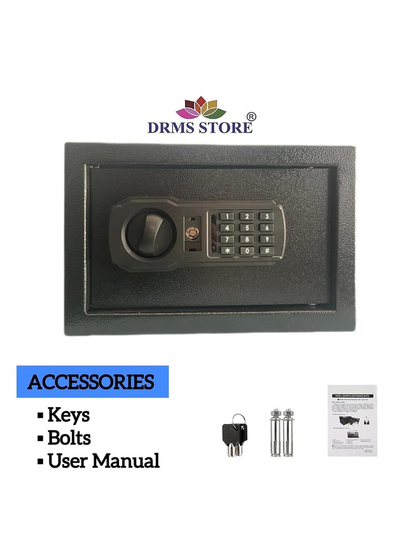 DRMS store - DRMS Mini Digital Safe Locker With key and Password securityDimensions H200xW310xD200 mm 1 year warranty - Image 1