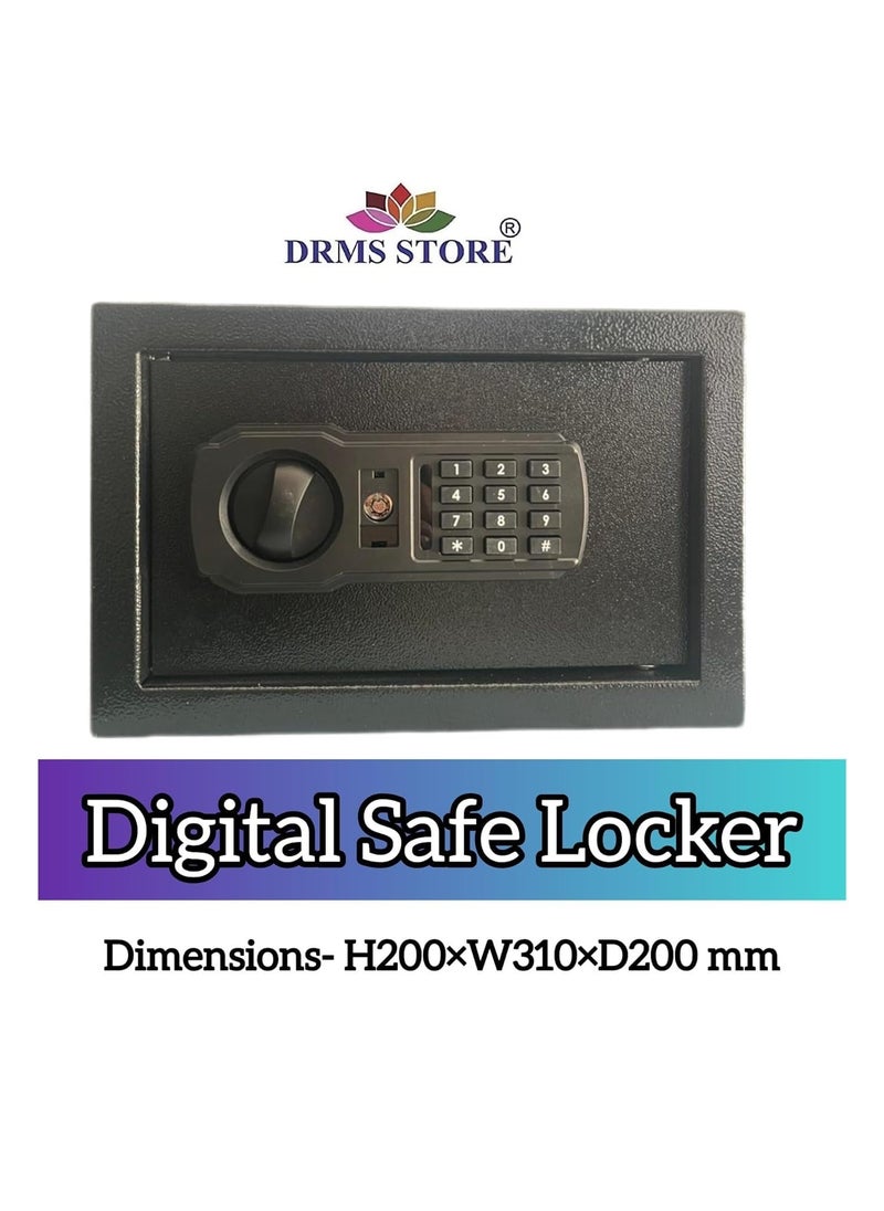 DRMS store - DRMS Mini Digital Safe Locker With key and Password securityDimensions H200xW310xD200 mm 1 year warranty - Image 1