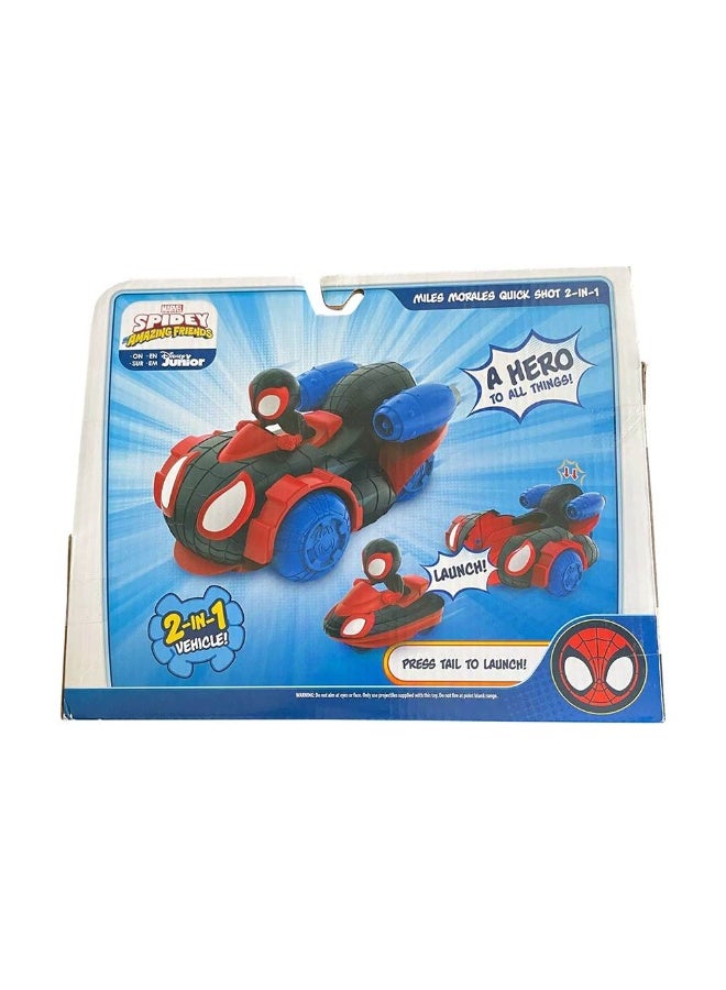 MARVEL Spidey & Its Amazing Friends 2-In-1 Miles Morales Quick Shot Vehicle - Image 3