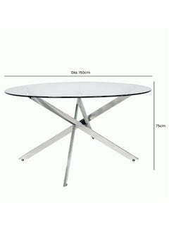 VANITY LIVING VANITY LIVING Davos Chrome Round Dining Table Set 6 Seater with Perla Taupe Chairs – Modern, Stylish & Comfortable for Living Room and Dining Room  - Image 3