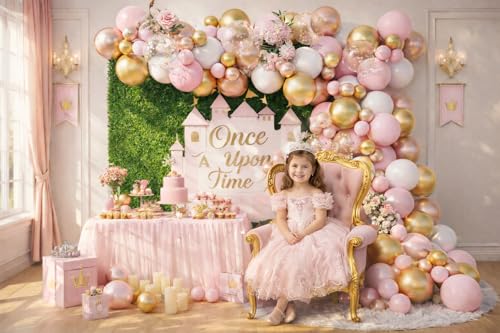 Beaumode Rose Gold Pink White Balloon Garland Arch 160PCS Confetti Balloons Baby Shower Once Upon a Time Princess Birthday Fairytale Engagement Bridal Shower Party Decoration - Image 5