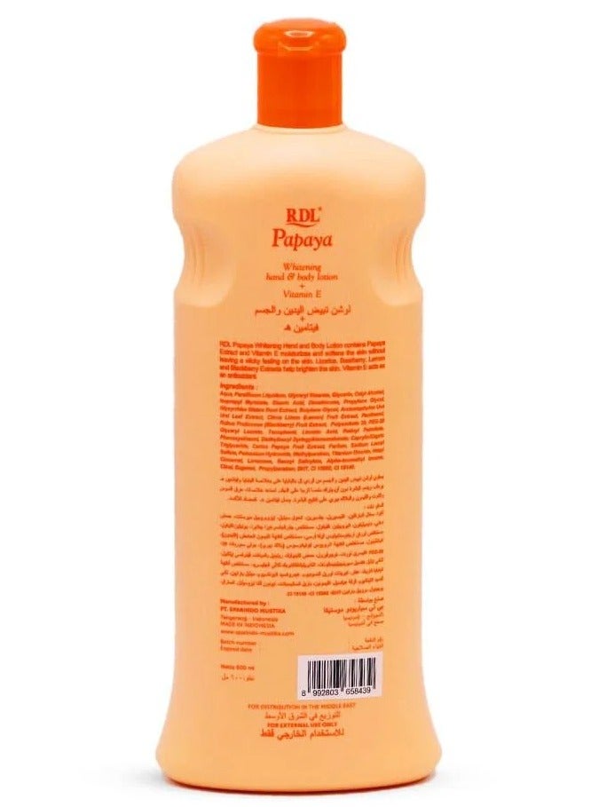RDL Papya Whitening Hand And Body Lotion 600ml - Image 3