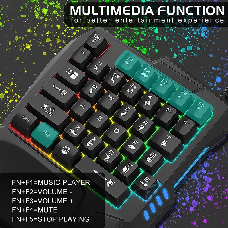 K601 35 Keys One-Handed Gaming Membrane Keyboard Ergonomic One Hand Keypad Keyboard for Laptop Desktop PC Computer PUBG - Image 2