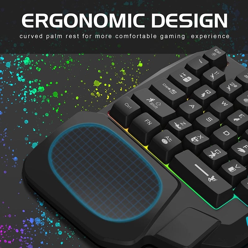 K601 35 Keys One-Handed Gaming Membrane Keyboard Ergonomic One Hand Keypad Keyboard for Laptop Desktop PC Computer PUBG - Image 5