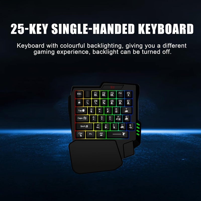 K601 35 Keys One-Handed Gaming Membrane Keyboard Ergonomic One Hand Keypad Keyboard for Laptop Desktop PC Computer PUBG - Image 3