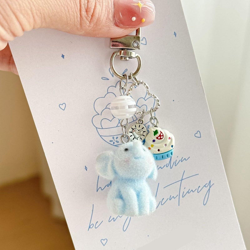 Door Buckle Soft Flocking Blue Elephant Keychain Lovely Animal Keyring Sturdy For Adults - Image 4