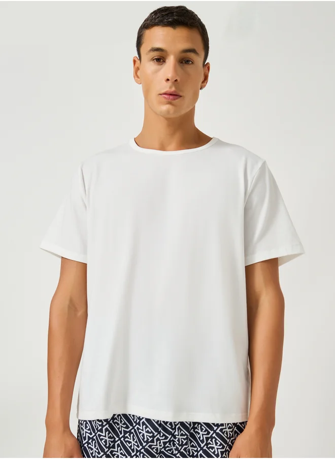 Styli Solid Short Sleeve T-Shirt and All-Over Printed Pyjama Set