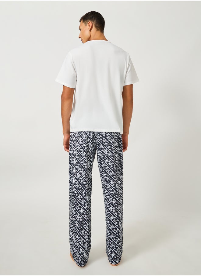 Styli Solid Short Sleeve T-Shirt and All-Over Printed Pyjama Set  - Image 5
