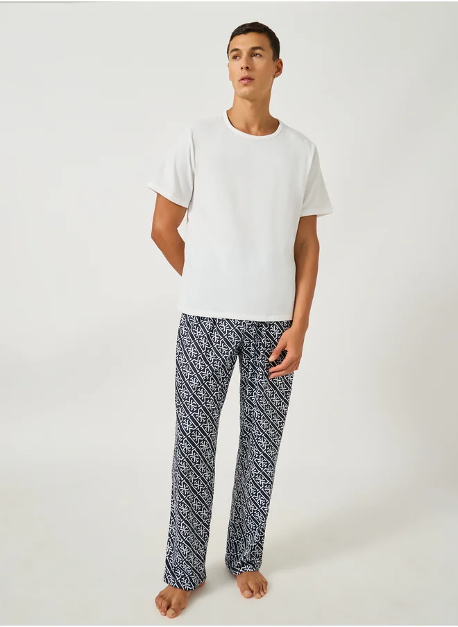 Styli Solid Short Sleeve T-Shirt and All-Over Printed Pyjama Set
