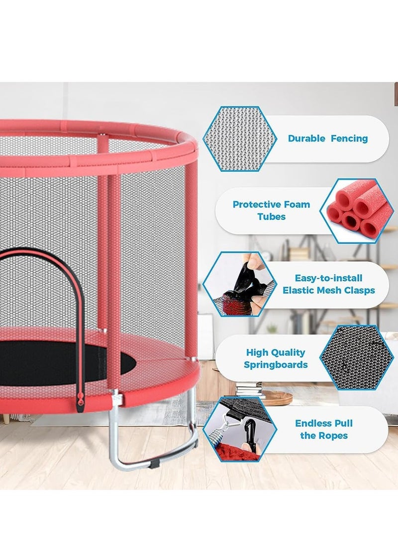 0TO1 TECH Trampoline for Kids, Safety Enclosure Net and Basketball Hoop Toddler Trampoline, Indoor Outdoor Trampoline for Toddlers, Gifts for Children, Support 200KG - Image 3