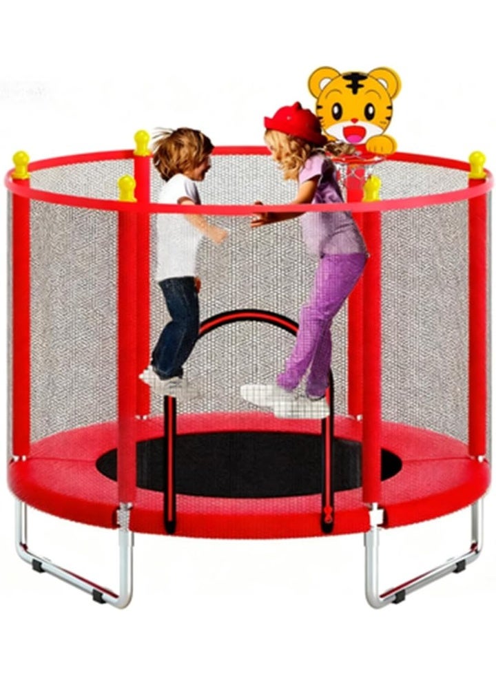 0TO1 TECH Trampoline for Kids, Safety Enclosure Net and Basketball Hoop Toddler Trampoline, Indoor Outdoor Trampoline for Toddlers, Gifts for Children, Support 200KG - Image 1
