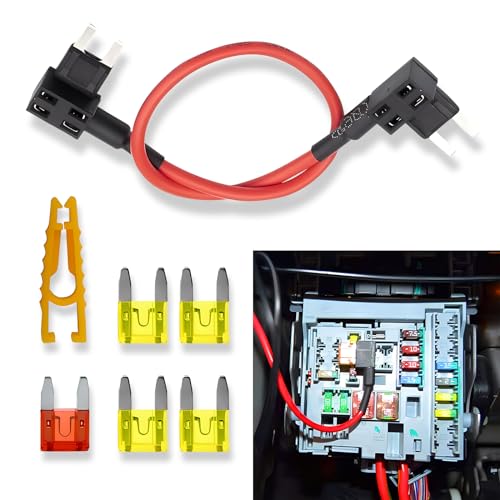 pinflaw 1 PC Car Fuse Adapter Standard 14 AWG Wire20 Amp TIPM Bypass Cable and Puller Fuel Pump Relay Bypass Cable Kit Compatible with 20072016 Dodge Jeep Chrysler Volkswagen Multicolored - Image 1