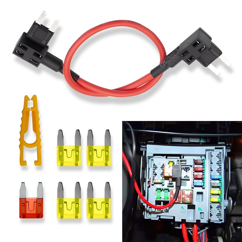 pinflaw 1 PC Car Fuse Adapter Standard 14 AWG Wire20 Amp TIPM Bypass Cable and Puller Fuel Pump Relay Bypass Cable Kit Compatible with 20072016 Dodge Jeep Chrysler Volkswagen Multicolored - Image 3