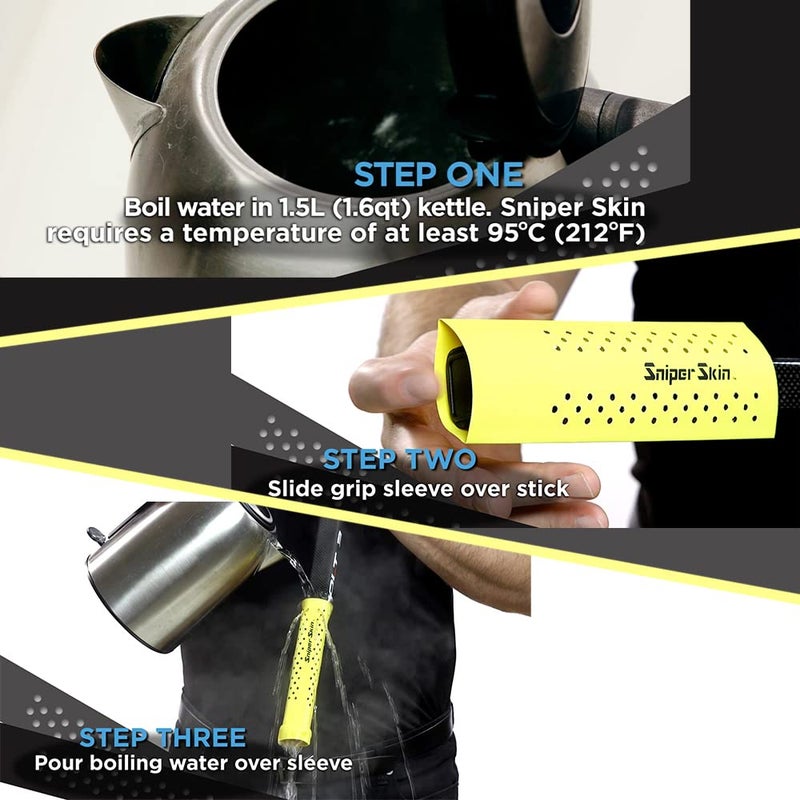 SNIPER SKIN Hockey Grip, Fits Adult and Kids Sticks, Easy Install, Durable, Better Than Hockey Tape, Ideal Team Swag, Clean Non-tack - Black - Image 2
