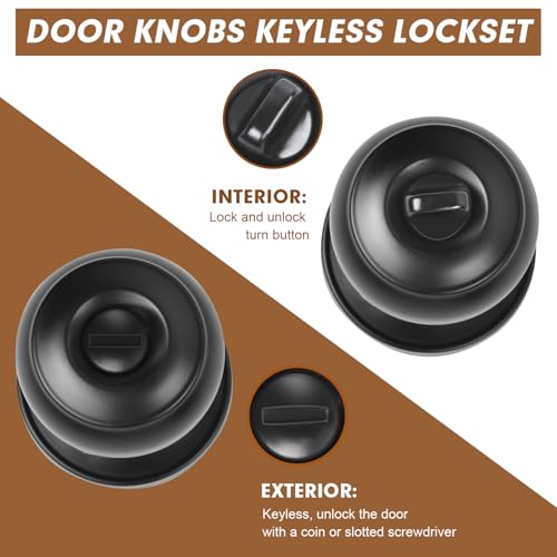 RAZCC Privacy Door Knobs, 10 Pack Matte Black Door Knobs with Lock, Bed and Bath Door Knob Interior Keyless Locksets, Round Door Handles Reversible for Left Right Handed Doors - Image 5