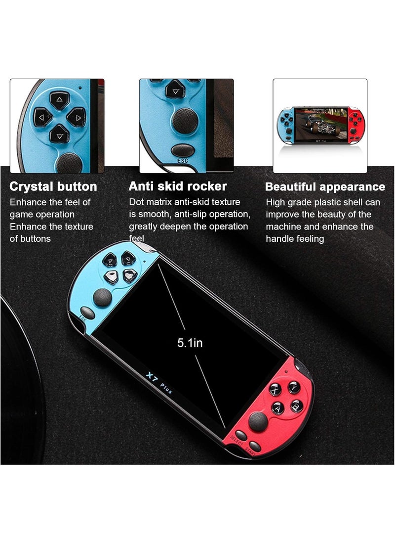 X7 Plus 5.1" Portable Handheld Game Console with 1000+ Built-in Games, Dual Joysticks, 8GB Storage, MP5 Player & TV Output – Retro Gaming for Kids & Adults