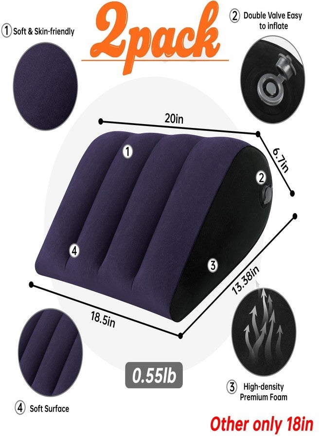 JCDOBEST Portable Inflatable Wedge Pillow 2 Pack, Body Positioners for Sleep Support, Adjustable Travel Cushion- Lightweight Bed/Leg/Partner Support Pillow with Fast Inflation, Blue(Large 22inch) - Image 2