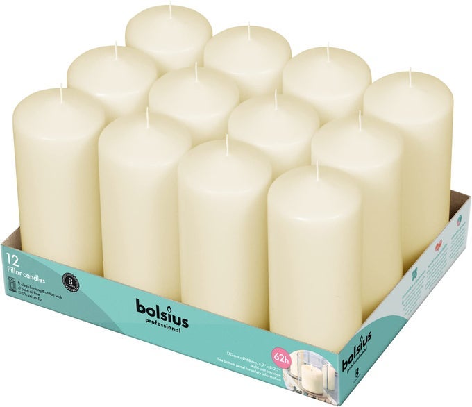 12 Ivory Pillar Candles 27 x 67 inch Unscented Candle Set Dripless Clean Burning Smokeless Dinner Candle Perfect for Wedding Candles Parties and Special Occasions