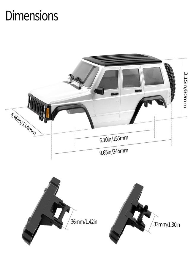 GIXCEL 6.10inch Wheelbase RC Body Shell, ABS Cherokee Body with Front Rear Bumpers for 1/18 RC Crawler TRX4M Bronco Defender Chassis Upgrades, Spare Wheel Tire Included (Pearl White) - Image 2