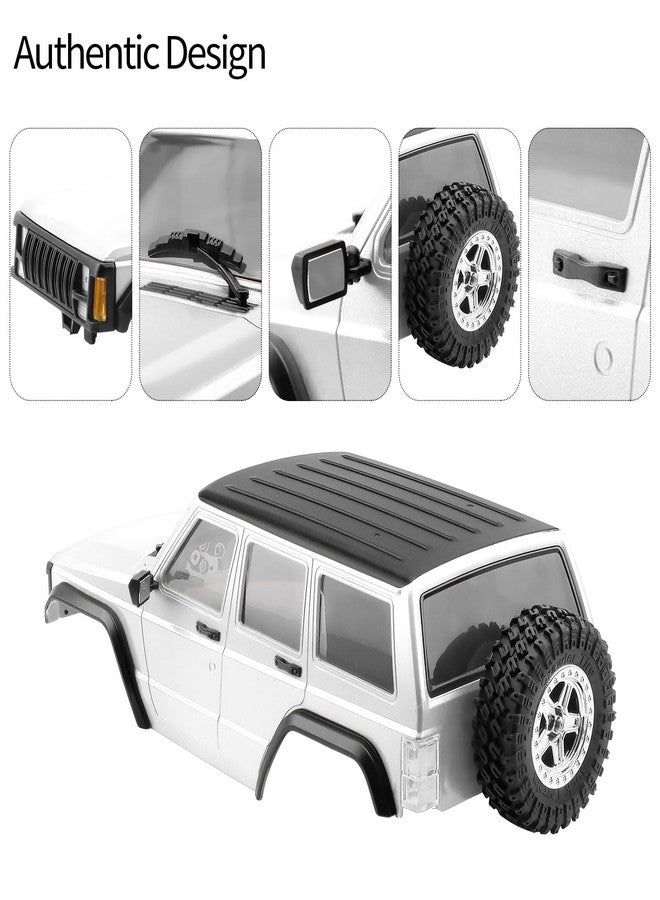 GIXCEL 6.10inch Wheelbase RC Body Shell, ABS Cherokee Body with Front Rear Bumpers for 1/18 RC Crawler TRX4M Bronco Defender Chassis Upgrades, Spare Wheel Tire Included (Pearl White) - Image 4