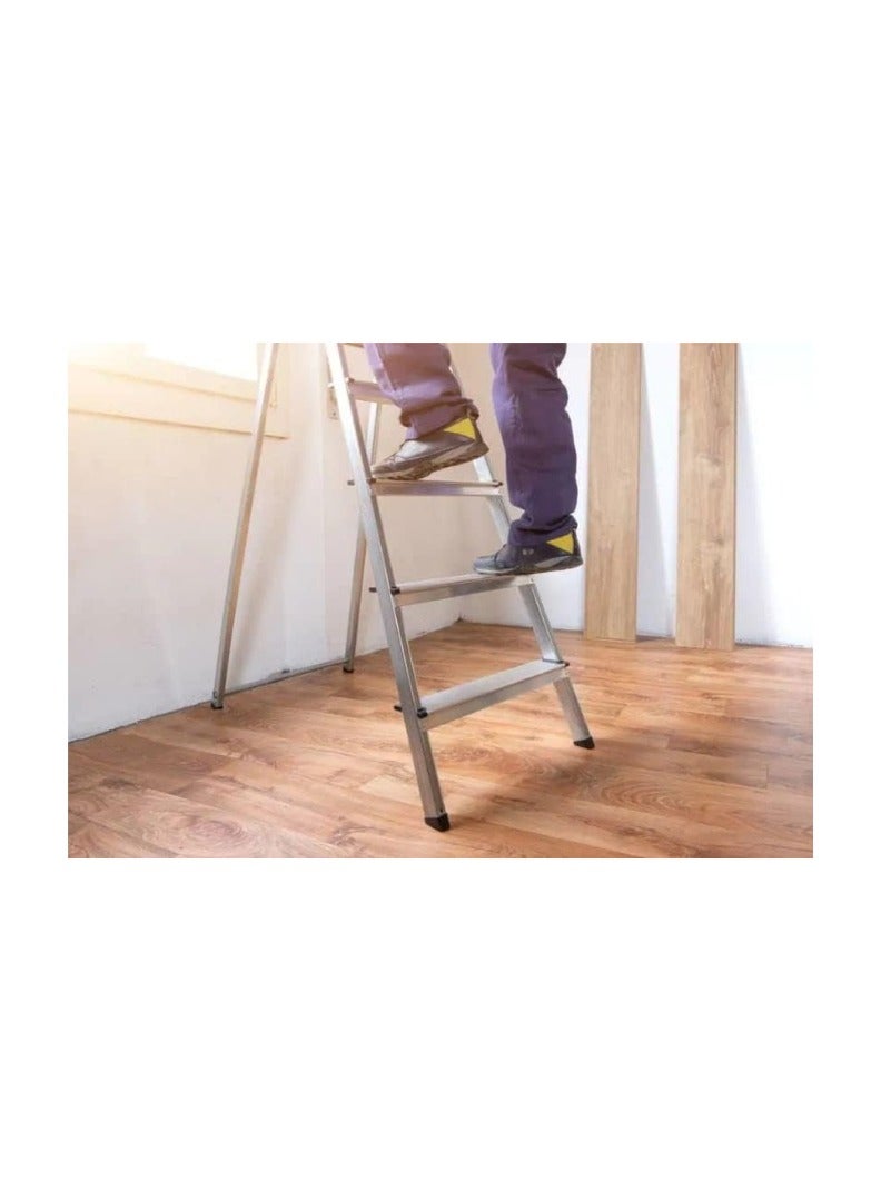 KNP KNP Silver Heavy Duty Steel Ladder (8 Step) is constructed from high-quality steel, providing superior durability and strength.  - Image 2