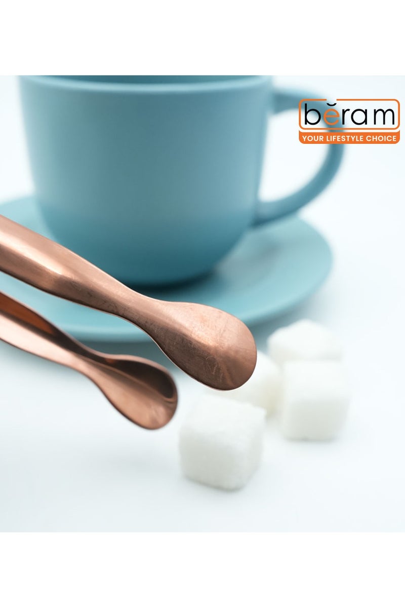BERAM Sugar Tongs, Oval Shell Head Design, Premium 304 Stainless Steel, Mini Ice Tongs, Kitchen Tongs, Forceps for Daily Use (2, Rose Gold) - Image 2