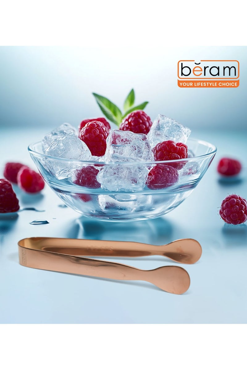 BERAM Sugar Tongs, Oval Shell Head Design, Premium 304 Stainless Steel, Mini Ice Tongs, Kitchen Tongs, Forceps for Daily Use (2, Rose Gold) - Image 3