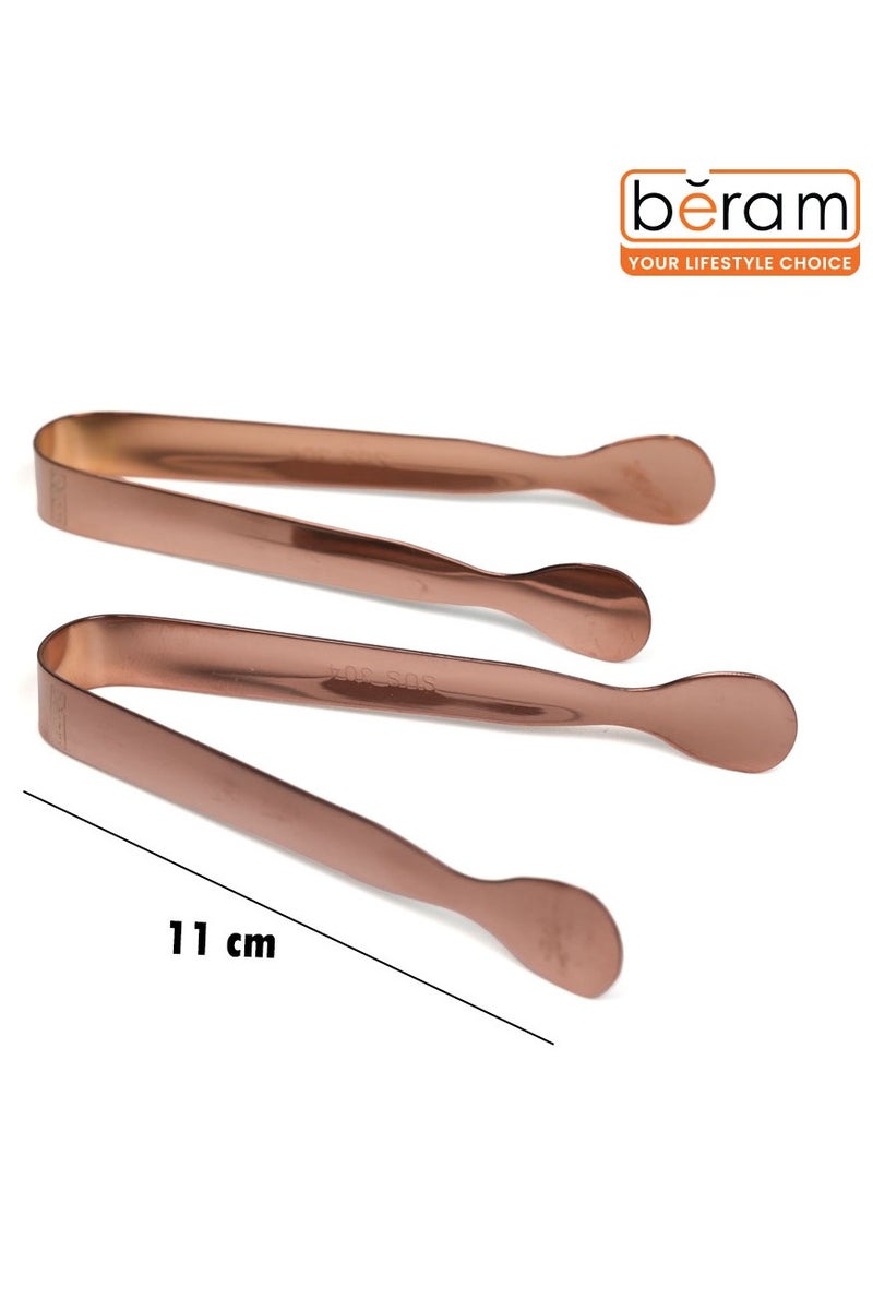 BERAM Sugar Tongs, Oval Shell Head Design, Premium 304 Stainless Steel, Mini Ice Tongs, Kitchen Tongs, Forceps for Daily Use (2, Rose Gold) - Image 5