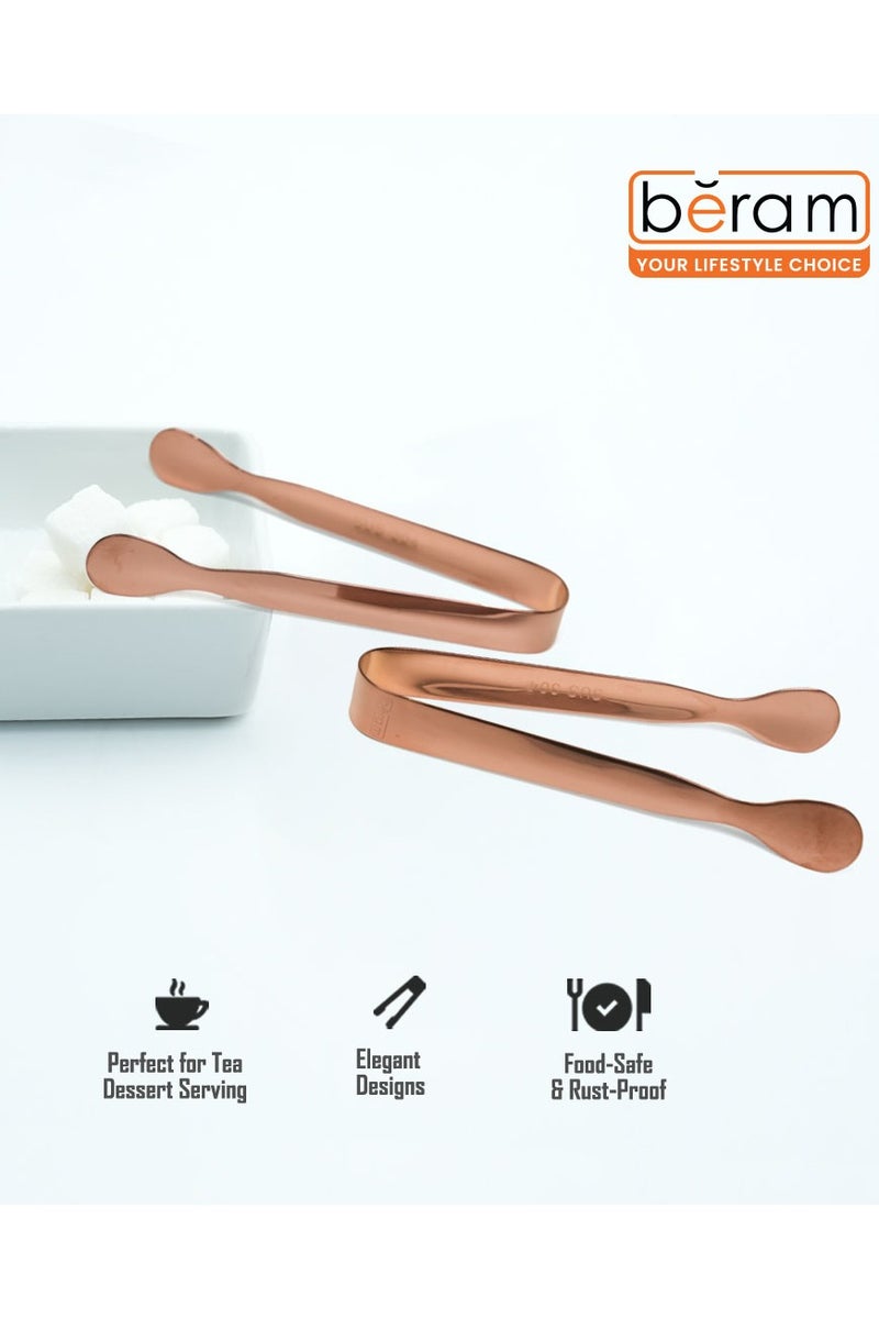 BERAM Sugar Tongs, Oval Shell Head Design, Premium 304 Stainless Steel, Mini Ice Tongs, Kitchen Tongs, Forceps for Daily Use (2, Rose Gold) - Image 4