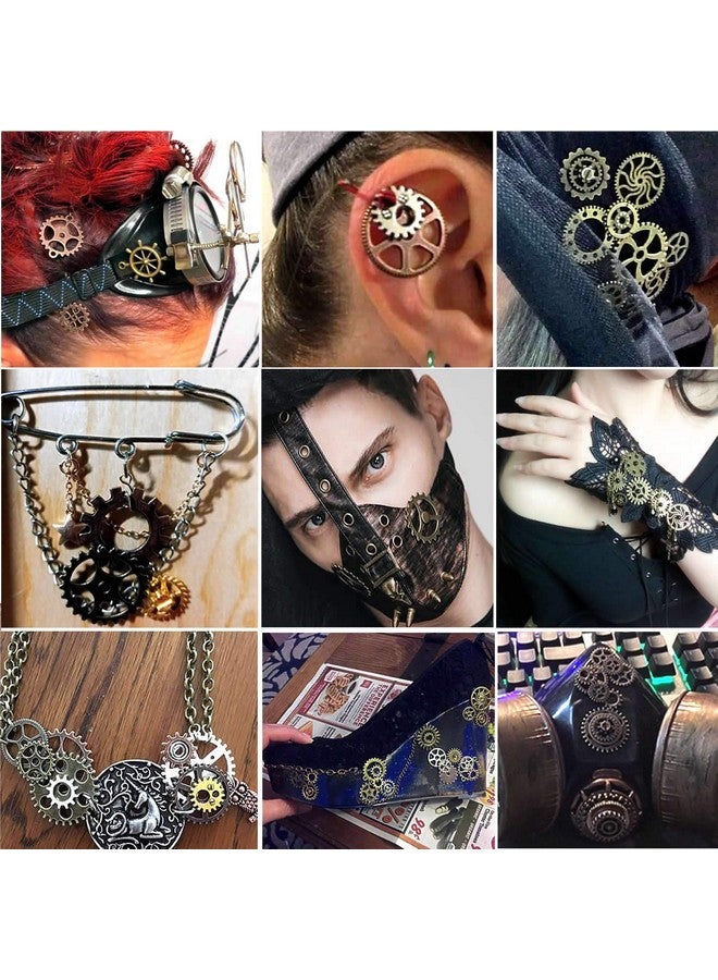 BIHRTC 140 Gram (Approx 92Pcs) Diy Assorted Color Antique Metal Steampunk Watch Gear Cog Wheel Skull Musical Note Skull Hand Safety Pin Charms Pendant For Crafting Jewelry Making Accessory  - Image 5