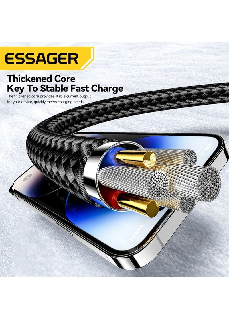 ESSAGER 4 In 1 Usb Data Cable, 65W PD Fast Charging Wire Type Charging Cable, Portable And Durable High Speed Data Transfer Cable For Mobile Phones And Tablets, (1pc, 0.3m Length, Blue)  - Image 3