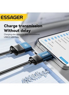 ESSAGER 4 In 1 Usb Data Cable, 65W PD Fast Charging Wire Type Charging Cable, Portable And Durable High Speed Data Transfer Cable For Mobile Phones And Tablets, (1pc, 0.3m Length, Blue)  - Image 4