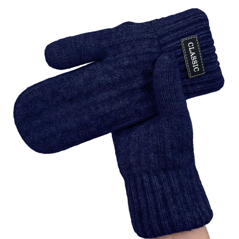 Beurlike Winter Mittens Gloves for Women Warm Fleece Lining Knit Thick Gloves for Cold Weather(Navy) - Image 1