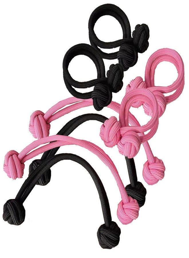 Luzen 8Pcs Thick High Elastic Hair Ties with Knot Ball High Ponytail Rubber Band Hair Tie Hair Rope Hair Band Ponytail Holder for Women Teen Girls, Black and Pink - Image 1