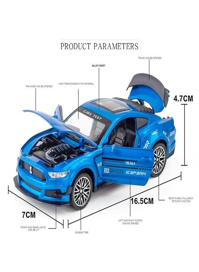 AHBHT Kids Model 1:32 Mastang Die Cast Metal Car Pull Back Action Opening Doors with Realistic Engine Sound Lights Toy Car Gift for Boys - Multi - Image 2
