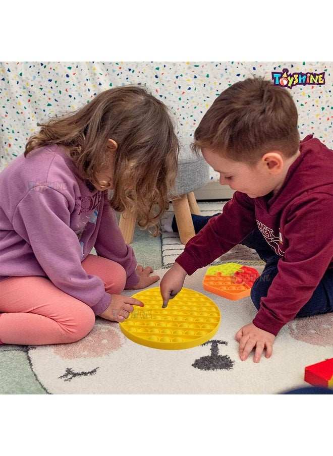 Toyshine Pack of 2- Big Round and Octagon Puzzle Pop it Toy- Fidget Popping Sounds Toy, BPA Free Silicone, Push Bubbles Toy for Autism Stress Reliever, Sensory Toy